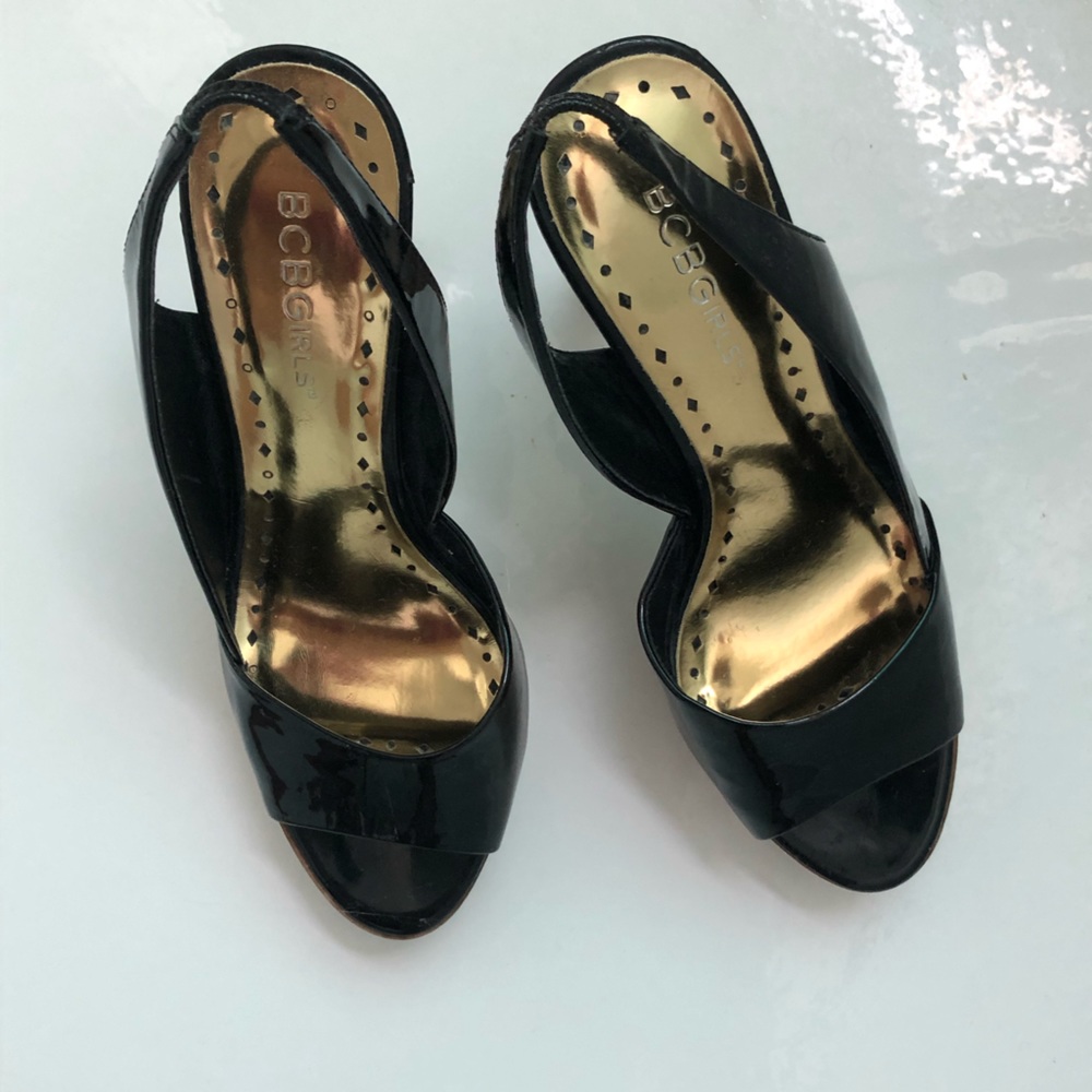 Black open toe heels